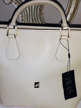 Brand New "HUB" Beige Crossbody Structured Women's Purse
